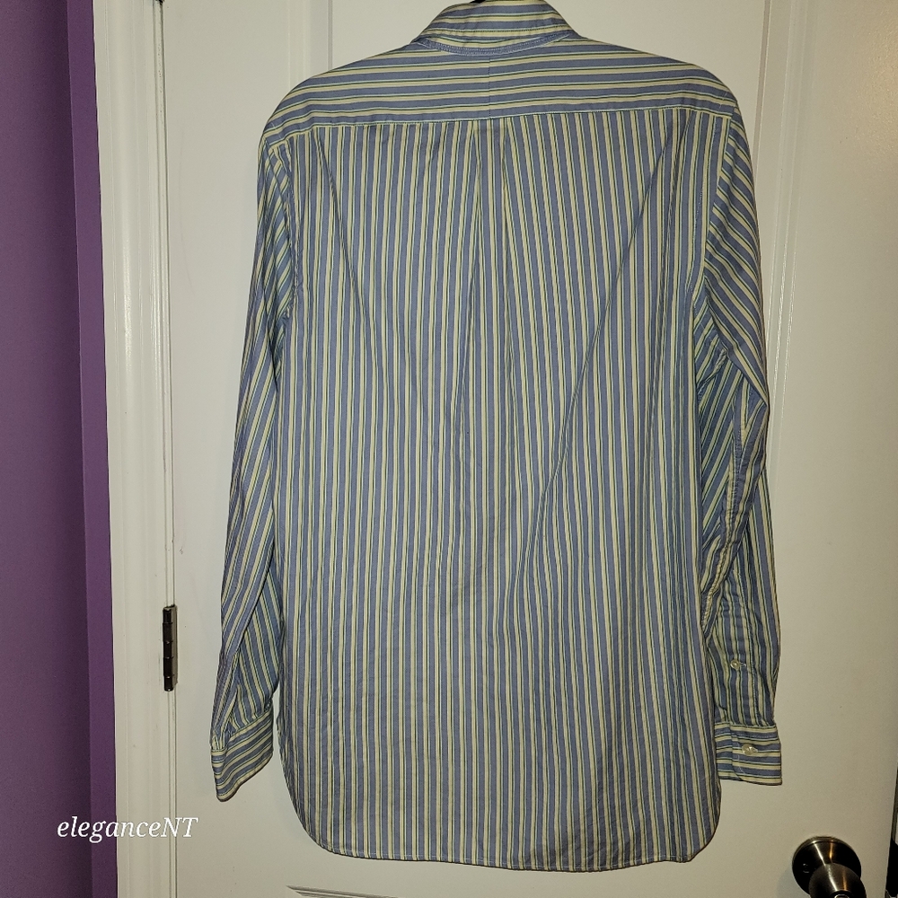 Ralph Lauren Men's Blue Striped Button Down Shirt  Sz: 15/38 - Picture 6 of 9